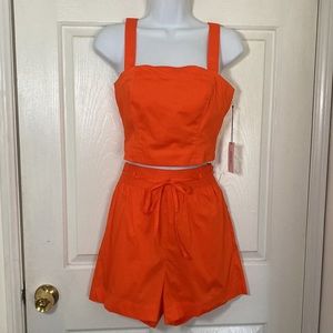 Jason Wu Women’s Crop Top Shorts Orange Two Piece Set Sz Small NWT $310